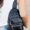 Outlet Dear-Lover Multi Compartment PU Leather Crossbody Bag Black