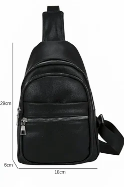 Outlet Dear-Lover Multi Compartment PU Leather Crossbody Bag Black