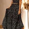 Best Dear-Lover Black Multicolor Floral Ruffled Crop Top and Maxi Skirt Set Black-2
