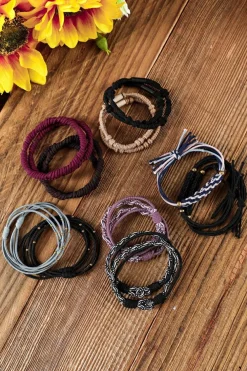 Best Dear-Lover Multicolour 20pcs Boho Knotted Hair Ties Black