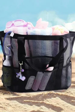 Hot Dear-Lover Multi-pocket Large Mesh Tote Bag Black