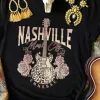 Best Dear-Lover Nashville Music City Leopard Guitar Graphic T Shirt Black