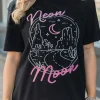 Outlet Dear-Lover neon moon Letter Graphic Short Sleeve Top Black