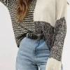 Sale Dear-Lover Neutral Colorblock Tie Back Sweater Black