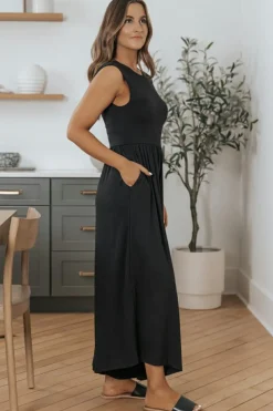 Discount Dear-Lover Open Back Wide Leg Jumpsuit Black