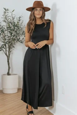 Discount Dear-Lover Open Back Wide Leg Jumpsuit Black