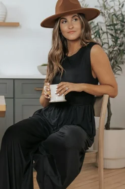 Discount Dear-Lover Open Back Wide Leg Jumpsuit Black
