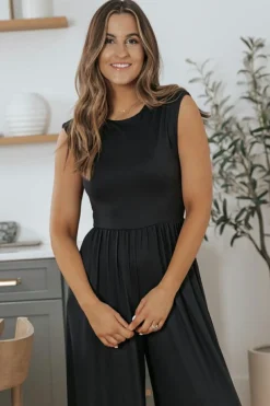 Discount Dear-Lover Open Back Wide Leg Jumpsuit Black