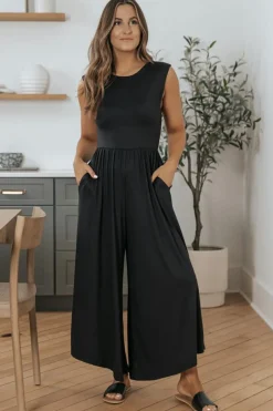 Discount Dear-Lover Open Back Wide Leg Jumpsuit Black