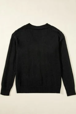 Clearance Dear-Lover Open Knit Drop Shoulder Sweater Cardigan Black