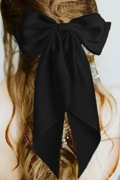 Outlet Dear-Lover Oversized Ribbon Bowknot Satin Hair Clip Black
