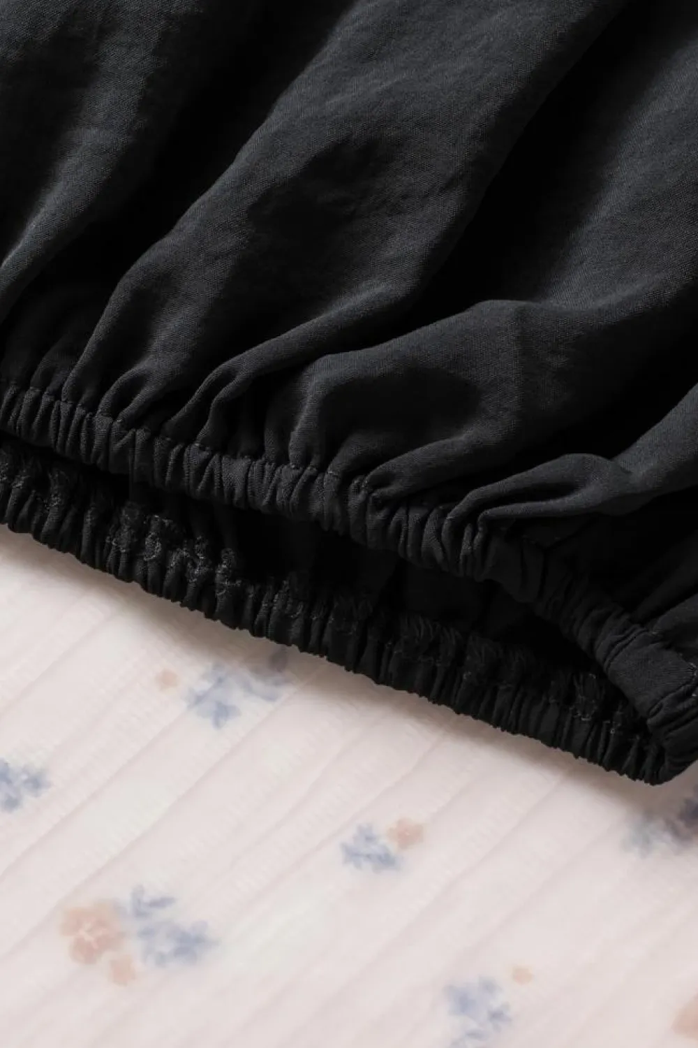 Clearance Dear-Lover Padded Shoulder Buttoned Cuffs Pleated Loose Blouse Black