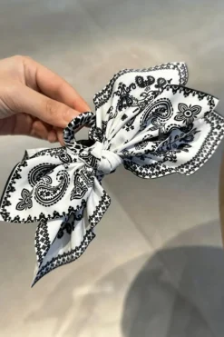 Outlet Dear-Lover Paisley Floral Print Bow Knot Hair Clip Black