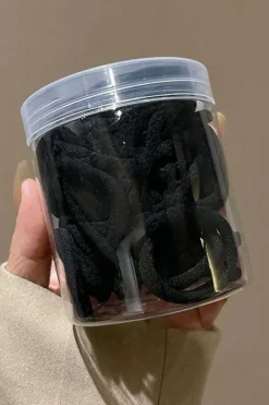 Online Dear-Lover 50pcs/box Solid Simple High Elastic Hair Ties Black