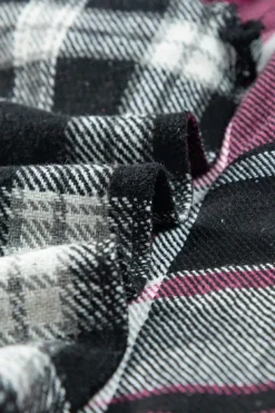 Sale Dear-Lover Plaid Colorblock Loose Shacket Black