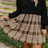 Online Dear-Lover Plaid Patchwork High Waist Sweatshirt Mini Dress Black
