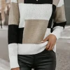 Outlet Dear-Lover Plaid Patchwork Long Sleeve Knitted Sweater Black