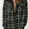 Fashion Dear-Lover Black Plaid Pattern Sherpa Lined Hooded Shacket Black-2