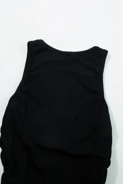 Discount Dear-Lover Plain Ruched Side Slim Tank Top Black