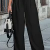 Hot Dear-Lover Pleated Elegant Wide Leg Pants Black