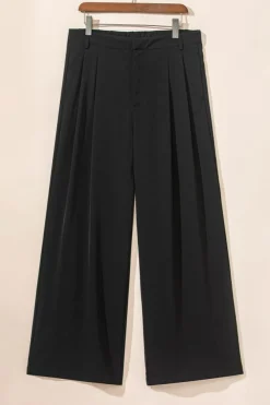 Hot Dear-Lover Pleated Elegant Wide Leg Pants Black
