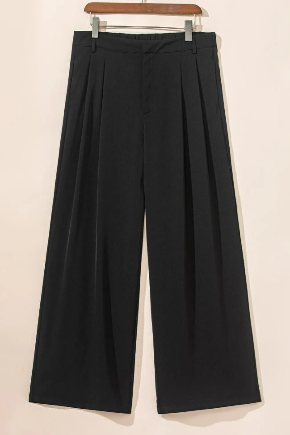 Hot Dear-Lover Pleated Elegant Wide Leg Pants Black