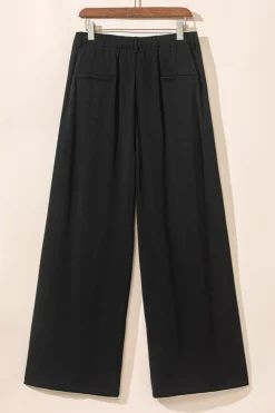 Hot Dear-Lover Pleated Elegant Wide Leg Pants Black