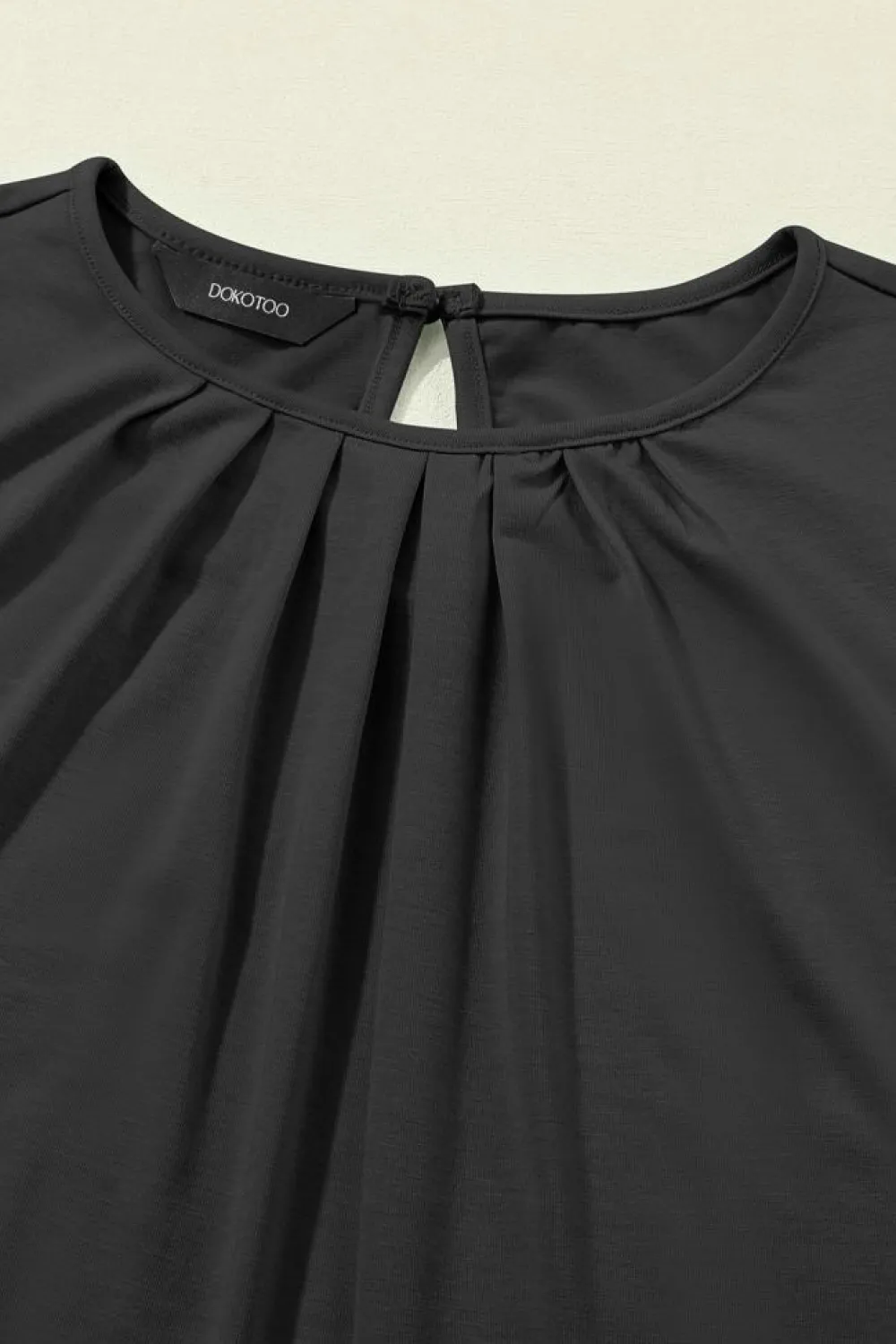 Clearance Dear-Lover Pleated Round Neck Sleeveless Top Black