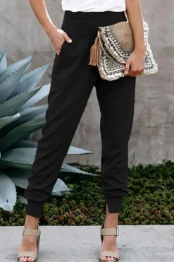 Clearance Dear-Lover Pocketed Casual Joggers Black