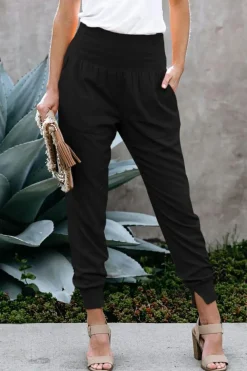 Clearance Dear-Lover Pocketed Casual Joggers Black