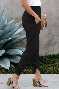 Clearance Dear-Lover Pocketed Casual Joggers Black