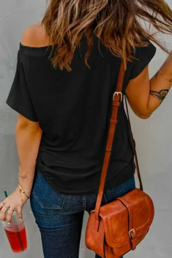 Outlet Dear-Lover Pocketed Tee with Side Slits Black