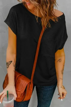 Outlet Dear-Lover Pocketed Tee with Side Slits Black