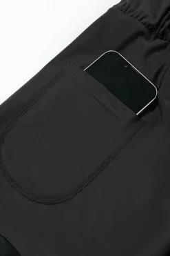 Fashion Dear-Lover Pocketed Wide Waistband Swim Shorts Black