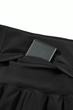 Fashion Dear-Lover Pocketed Wide Waistband Swim Shorts Black