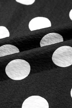 New Dear-Lover Polka Dot Print Ruffled Sleeve V Neck Blouse Black