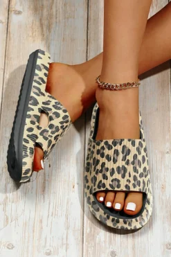 Discount Dear-Lover Print Thick Sole Slip On Slippers Black