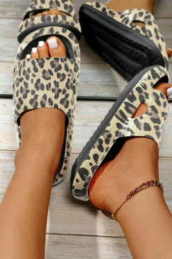 Discount Dear-Lover Print Thick Sole Slip On Slippers Black