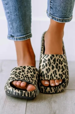Discount Dear-Lover Print Thick Sole Slip On Slippers Black