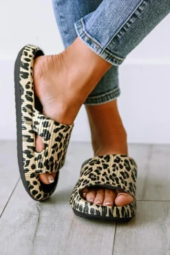 Discount Dear-Lover Print Thick Sole Slip On Slippers Black
