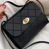 Clearance Dear-Lover PU Leather Diamond Pattern Messenger Bag Black