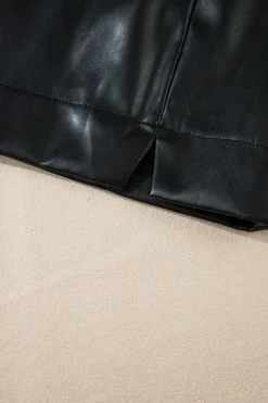 New Dear-Lover PU Leather Side Slits Slim Fit High Waist Mini Skirt Black