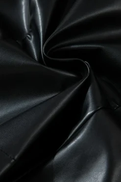 New Dear-Lover PU Leather Side Slits Slim Fit High Waist Mini Skirt Black