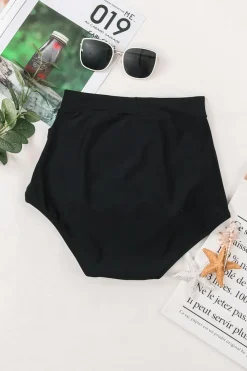 Sale Dear-Lover Purple Retro High Waisted Swim Short Black