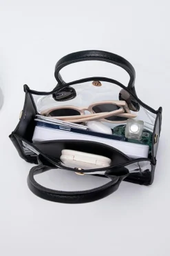 Clearance Dear-Lover PVC PU Leather Patchwork Chain Strap Shoulder Bag Black