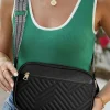 Online Dear-Lover Quilted Faux Leather Crossbody Bag 22*6*16cm Black