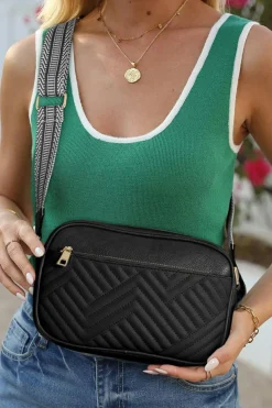 Online Dear-Lover Quilted Faux Leather Crossbody Bag 22*6*16cm Black