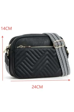 Online Dear-Lover Quilted Faux Leather Crossbody Bag 22*6*16cm Black