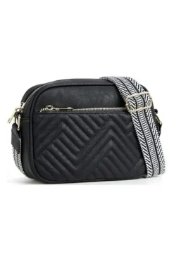 Online Dear-Lover Quilted Faux Leather Crossbody Bag 22*6*16cm Black
