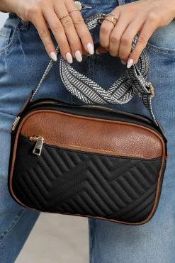 New Dear-Lover Quilted Faux Leather Crossbody Bag 22*6*16cm Black